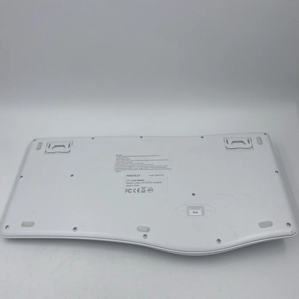 Macally‎ Wireless Ergonomic Keyboard White Bluetooth Split Mac Layout RFBTKEYB